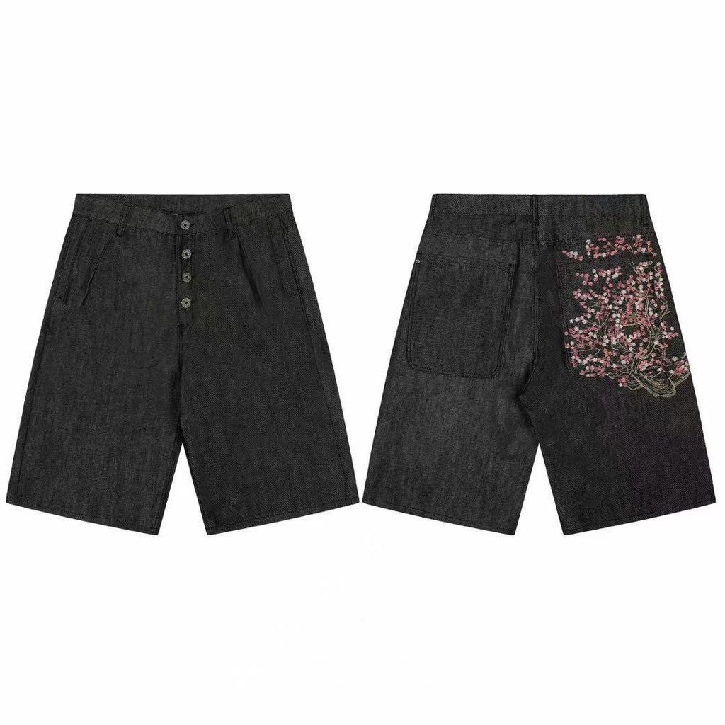 Casual Long Pants Plum Blossom Embroidery