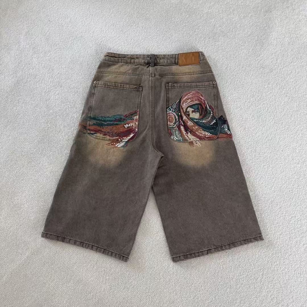 Casual Long Pants Plum Blossom Embroidery
